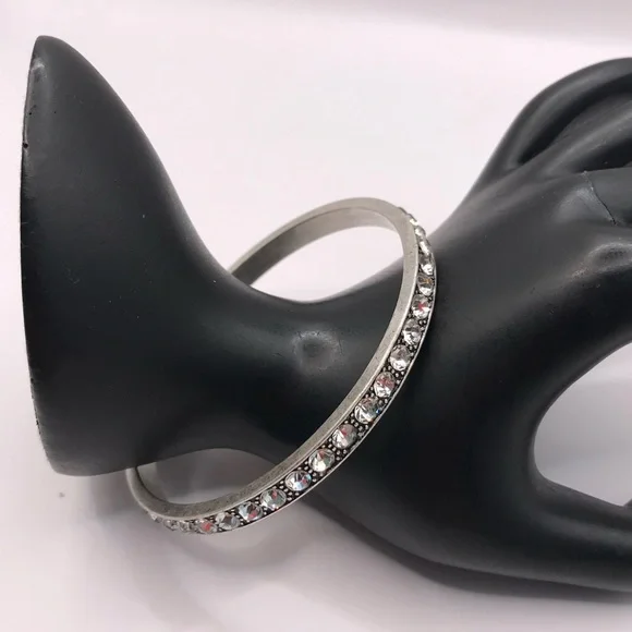 Premier Designs Antique Silver-Tone & Rhinestones Bangle Bracelet - Picture 7 of 7